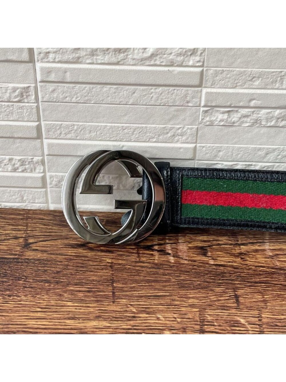 Gucci GG Interlocking Buckle Belt Sherry Leather Silver - Picture 6 of 10